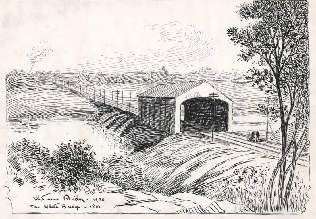 1930 Whitman Bailey Stamford Connecticut Covered Bridge Drawing - 3
