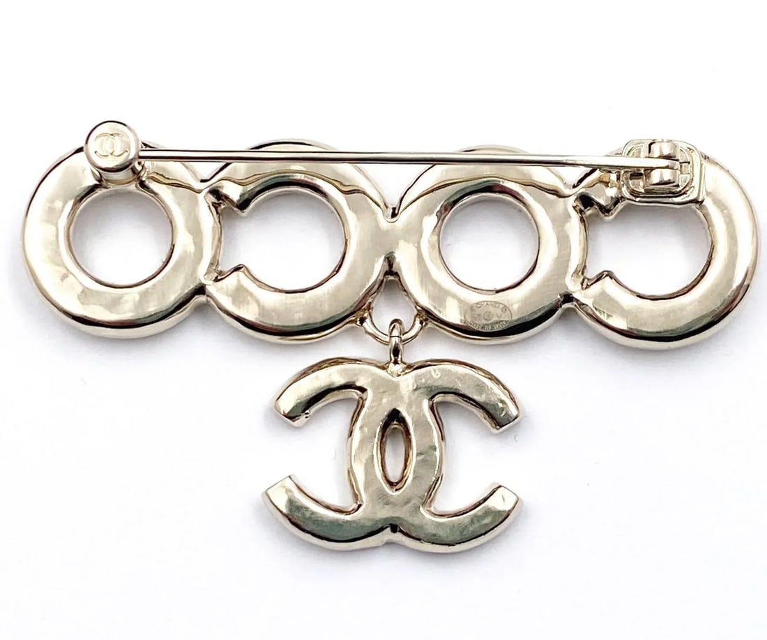 Chanel Brand New Gold CC Cocobana Pearl Dangle Brooch - 3