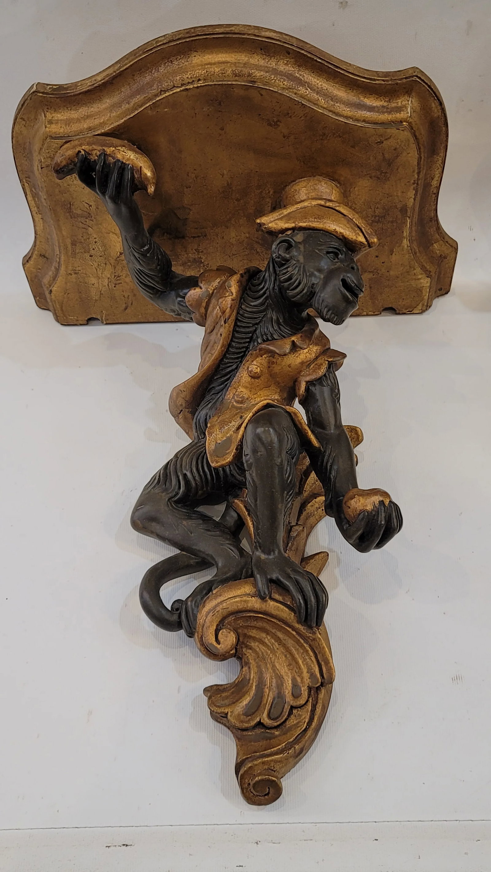 Baroque Pair Maitland Smith Monkey Shelfs With a Banana - 8