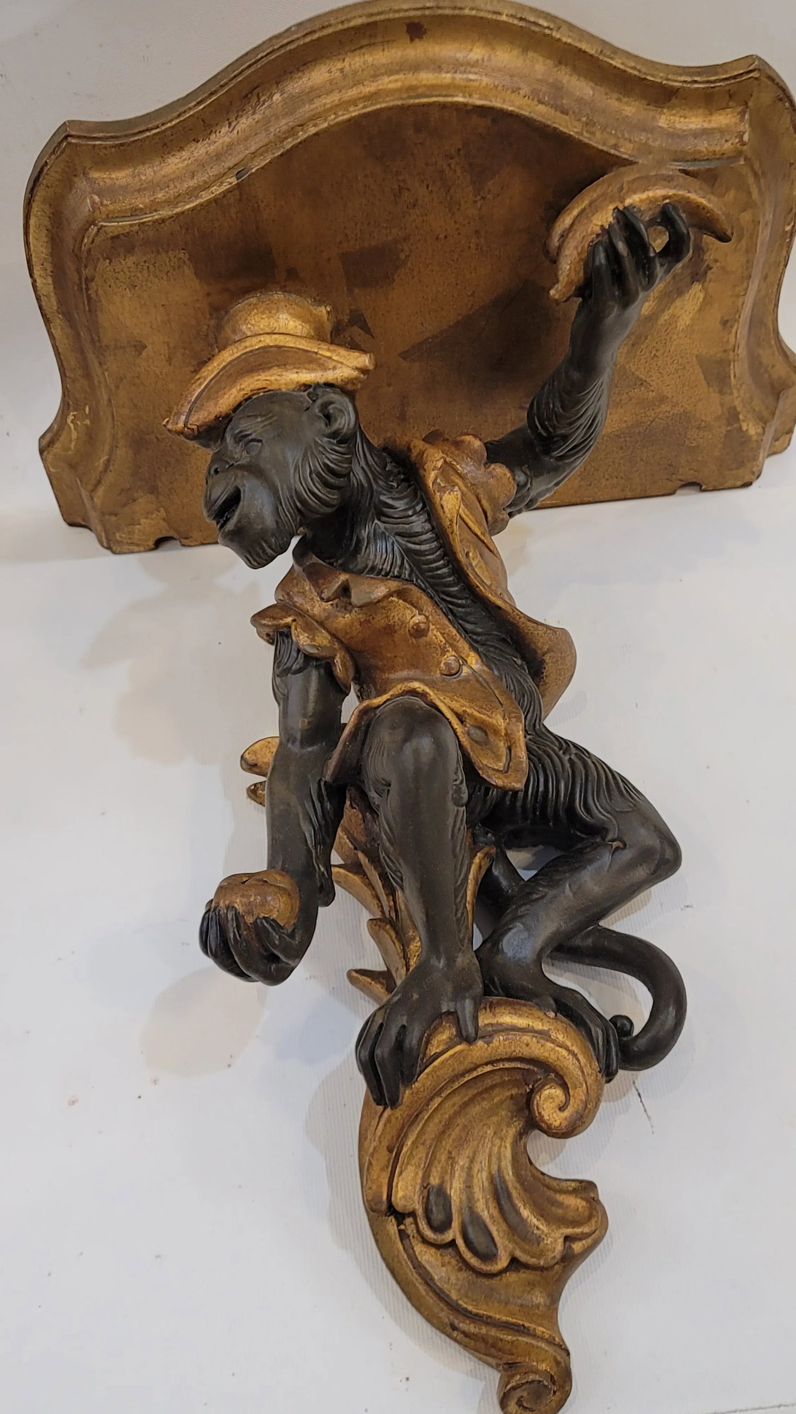 Baroque Pair Maitland Smith Monkey Shelfs With a Banana - 9