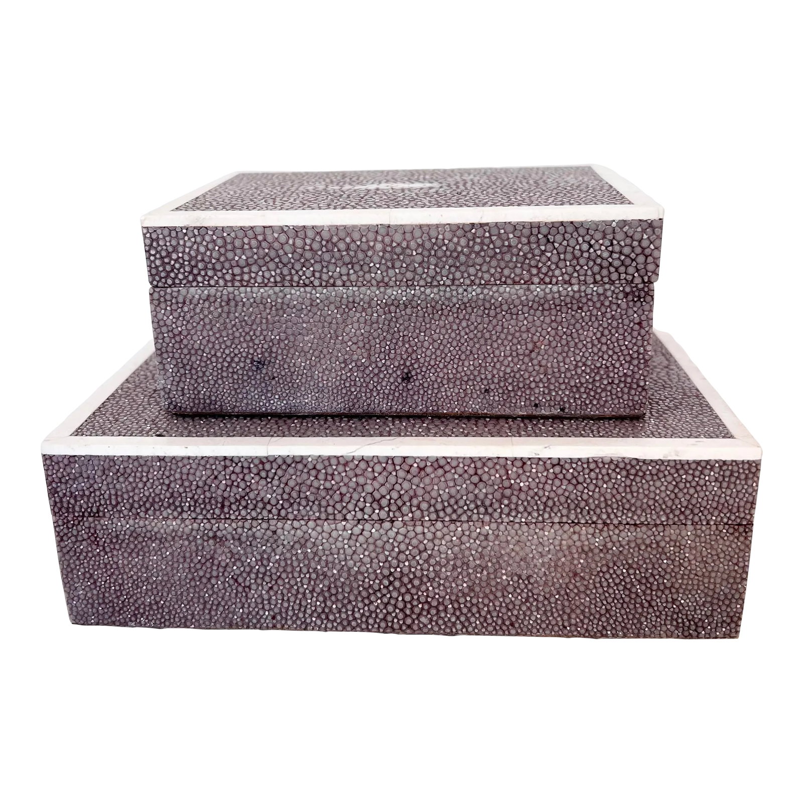 1980s Vintage Maitland - Smith Genuine Shagreen Boxes - Set of 2 (1 of 10)