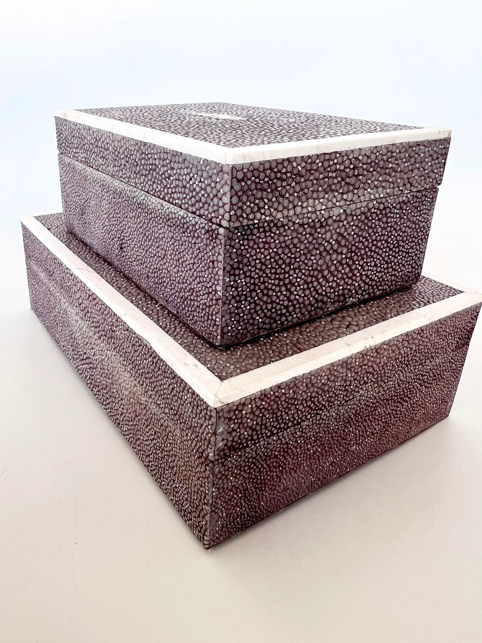 1980s Vintage Maitland - Smith Genuine Shagreen Boxes - Set of 2 - 5