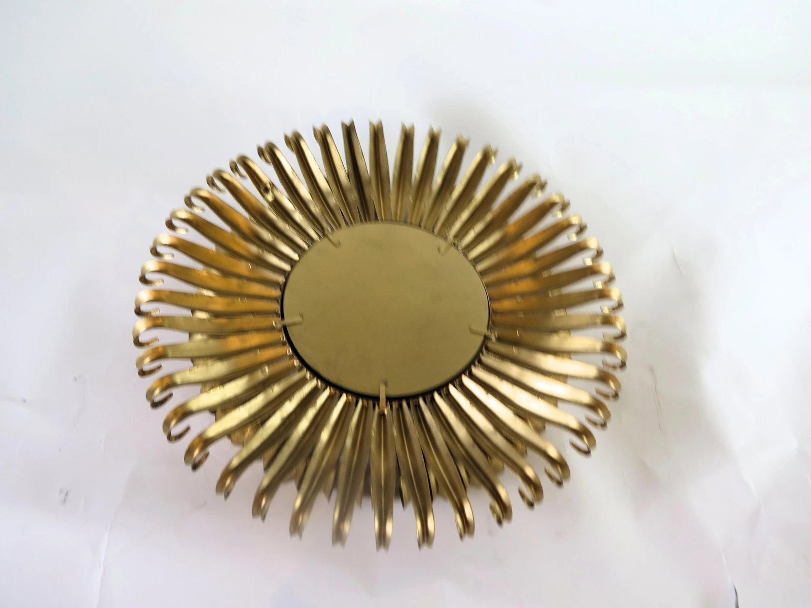 1950's Style Gold Leaf Heavy Wrought Iron Sunburst Mirror - 3