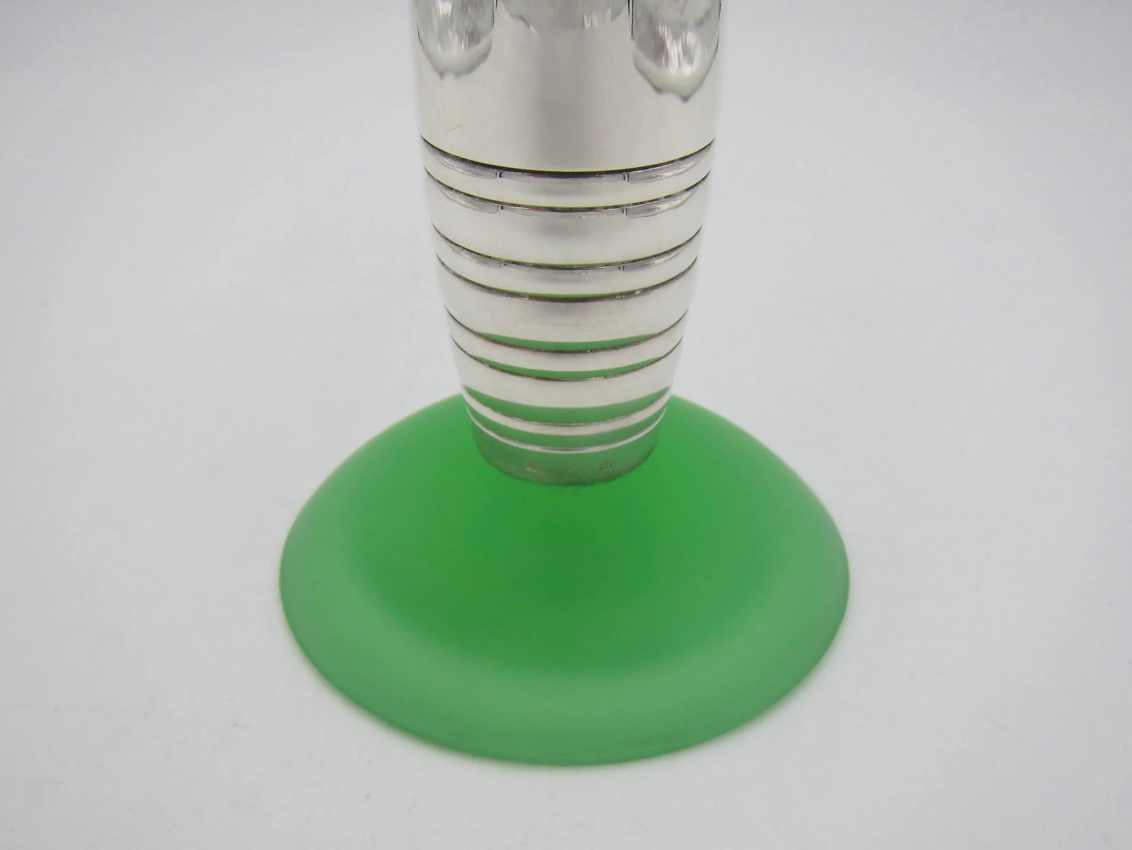 Christofle Alexandrie French Modernist Candelabra in Silverplate and Green Glass - 10