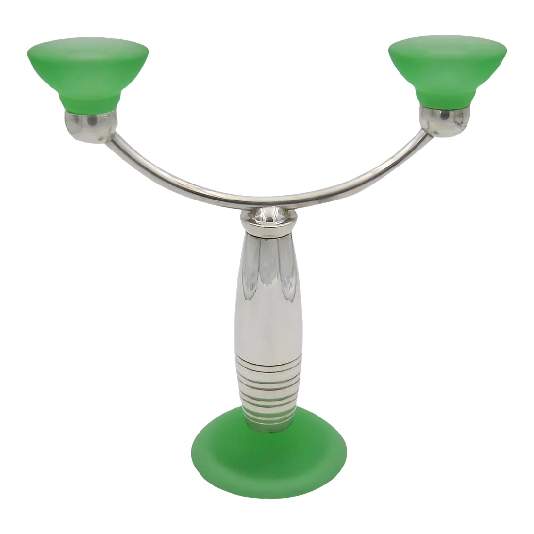 Christofle Alexandrie French Modernist Candelabra in Silverplate and Green Glass (1 of 11)
