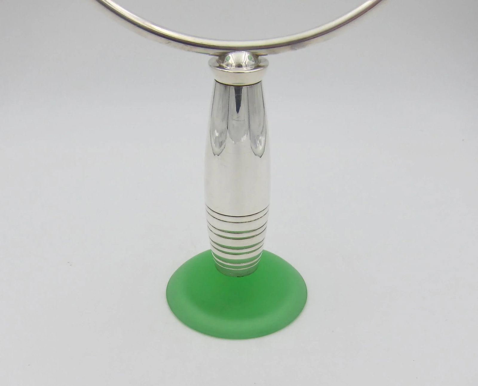 Christofle Alexandrie French Modernist Candelabra in Silverplate and Green Glass - 8