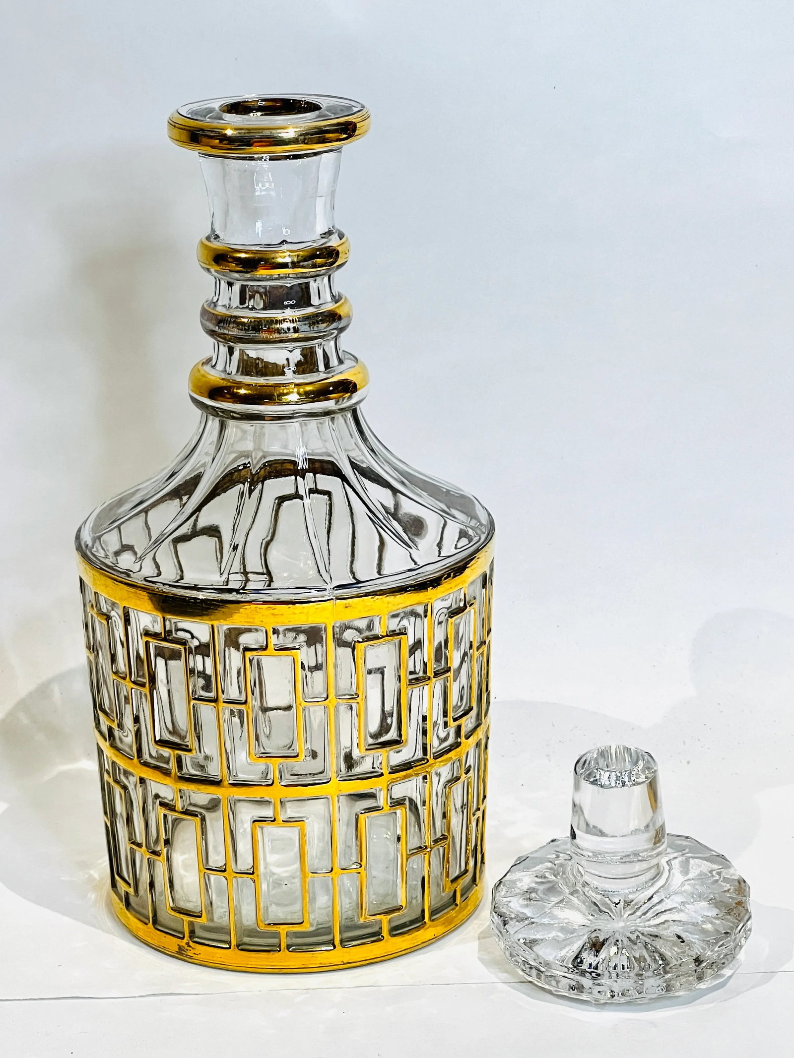 Imperial Glass Shoji Trellis Decanter MCM Barware With Stopper Vintage - 4