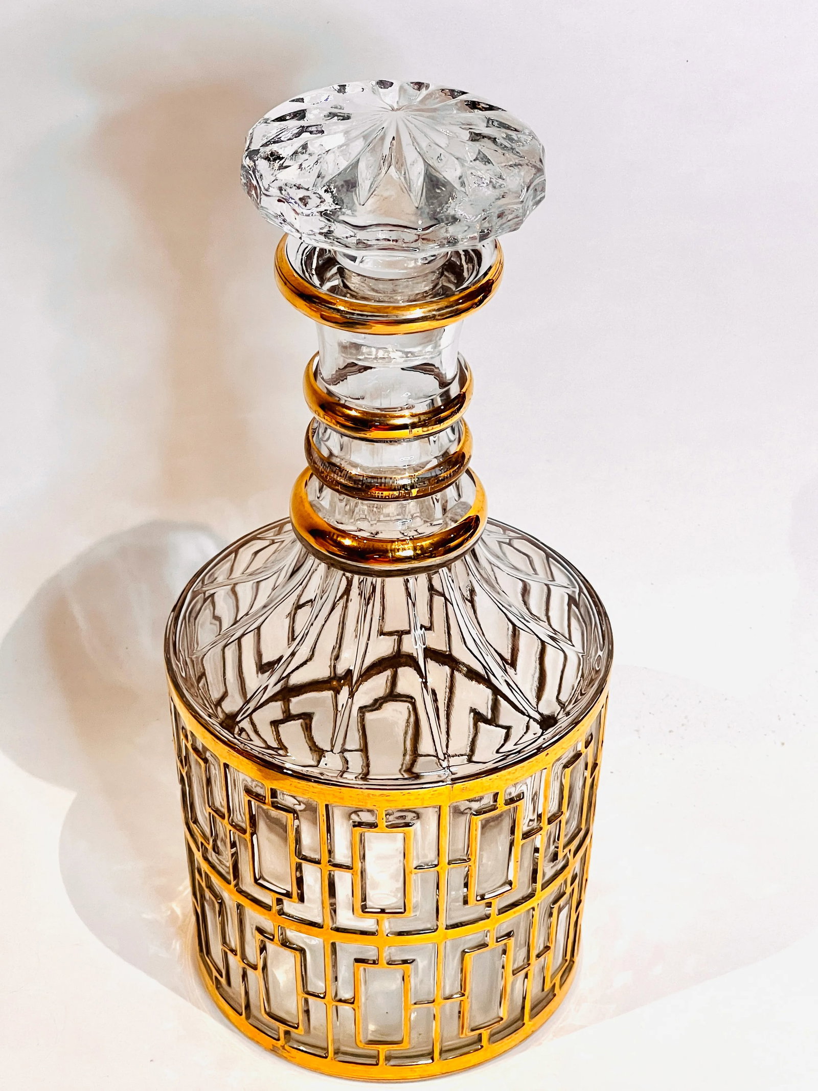Imperial Glass Shoji Trellis Decanter MCM Barware With Stopper Vintage - 6