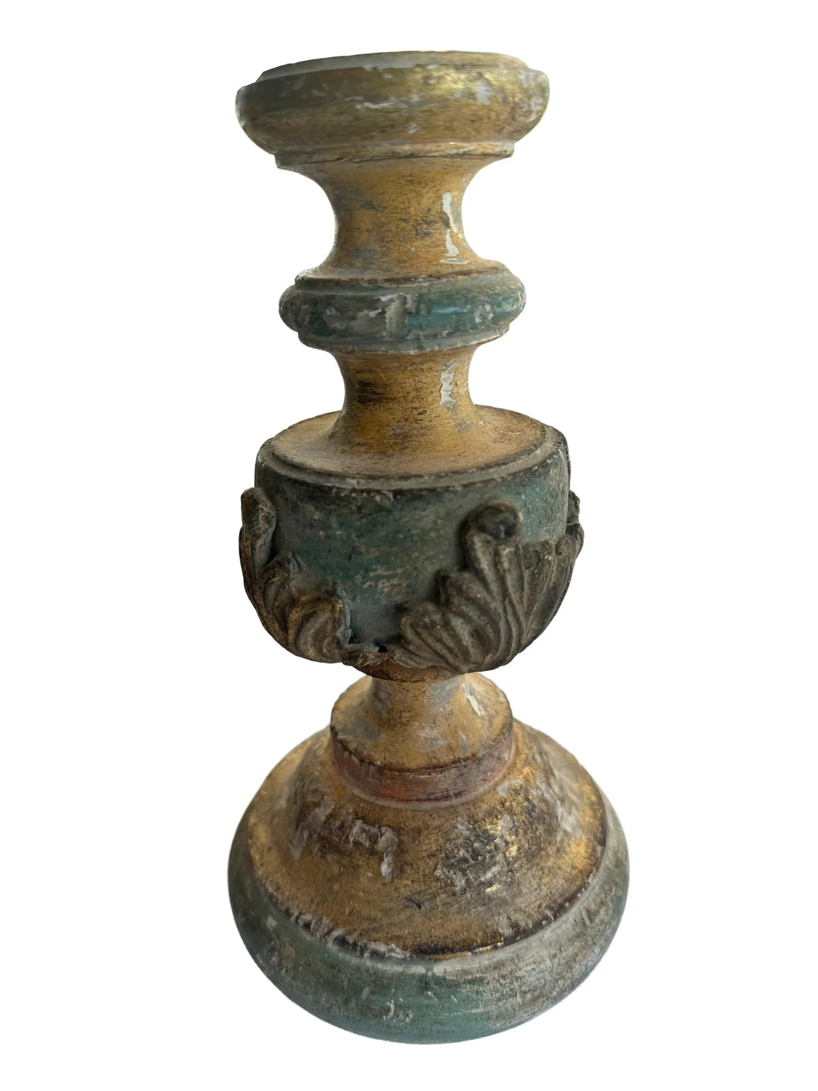 Early 19th Century Italian Carved Wood Candlesticks- a Pair - 2