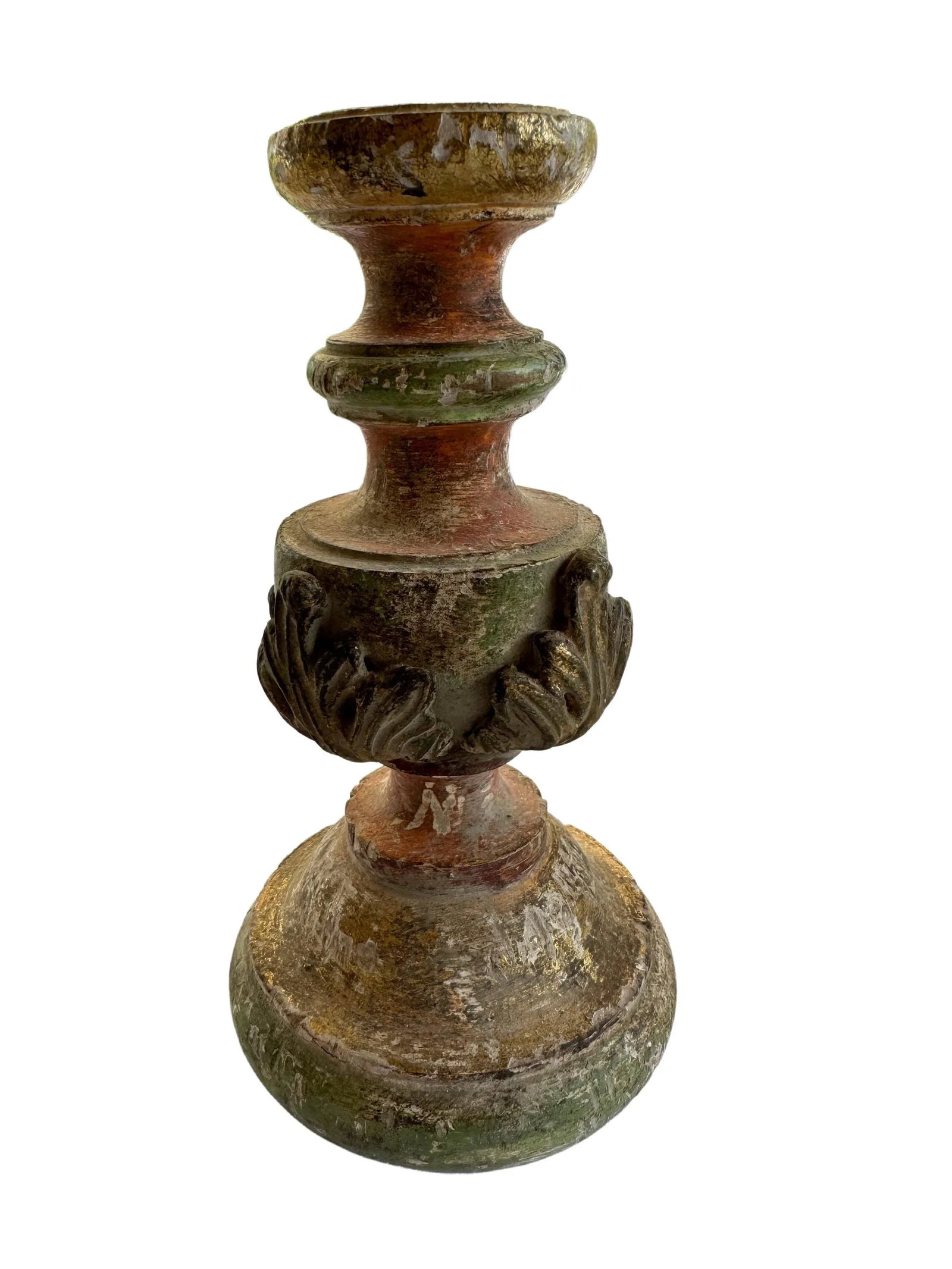 Early 19th Century Italian Carved Wood Candlesticks- a Pair - 3