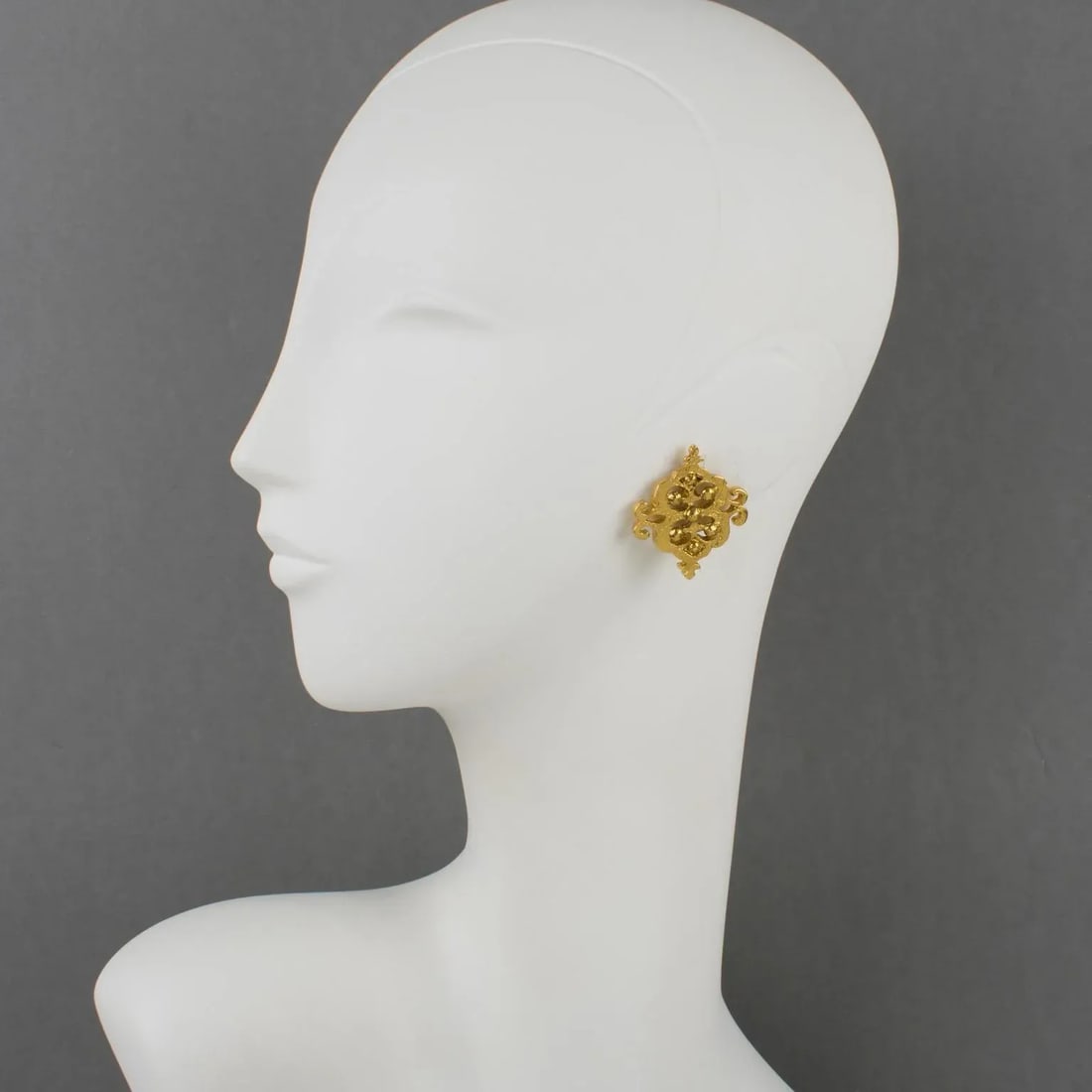 Yves Saint Laurent Paris Gilt Metal Baroque Pair of Clip Earrings - 2