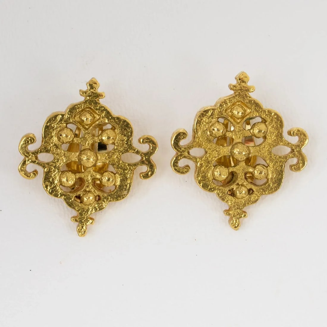 Yves Saint Laurent Paris Gilt Metal Baroque Pair of Clip Earrings - 3