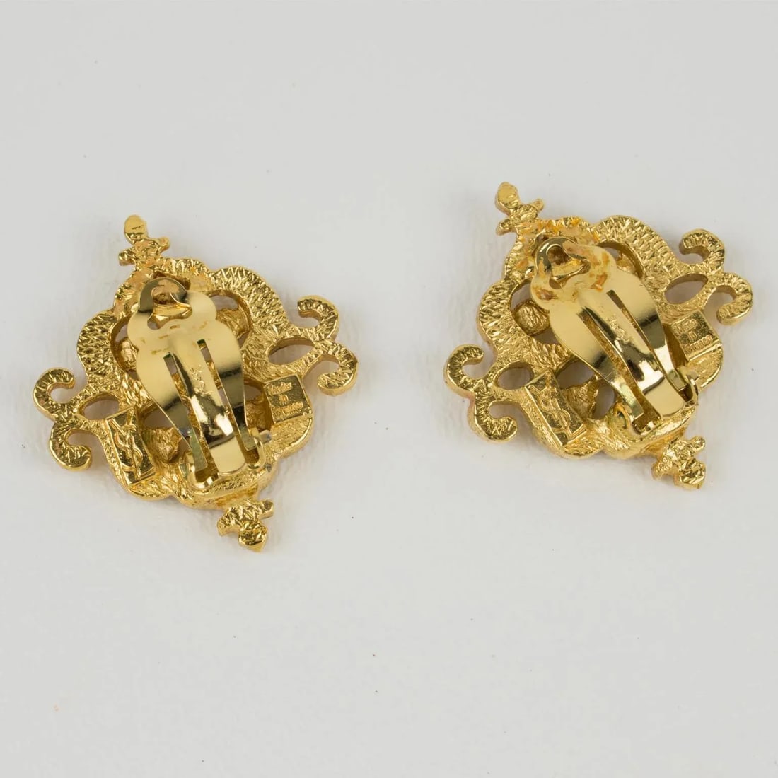 Yves Saint Laurent Paris Gilt Metal Baroque Pair of Clip Earrings - 4