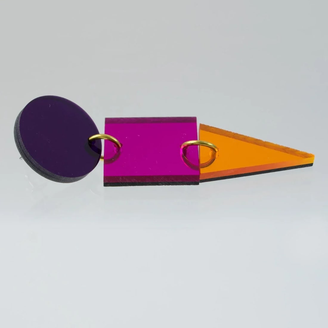 Geometric Color Block Dangle Lucite Pair of Pierced Earrings - 5