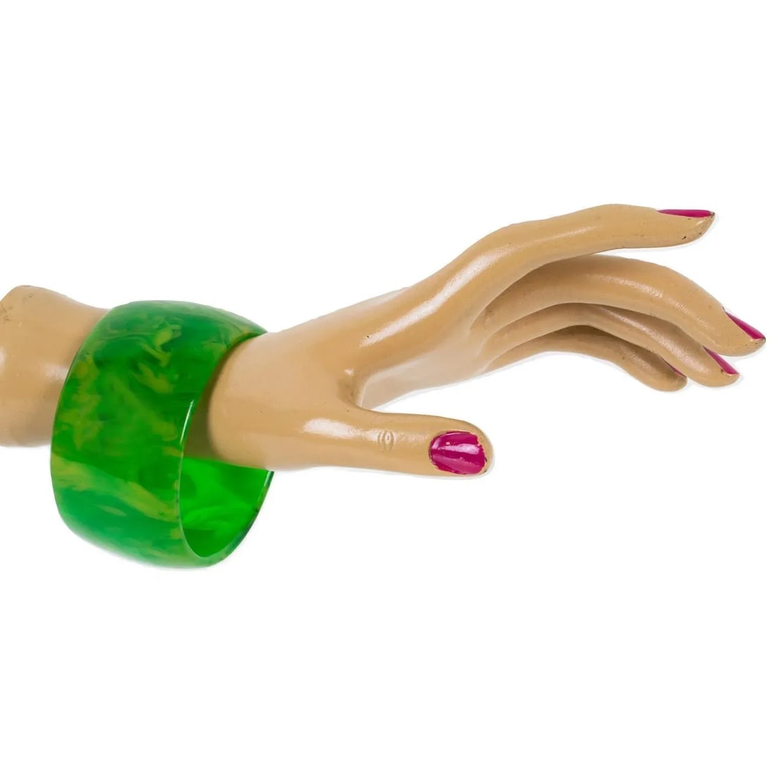 Bakelite Green Grass Marble Oversized Bangle Bracelet - 2