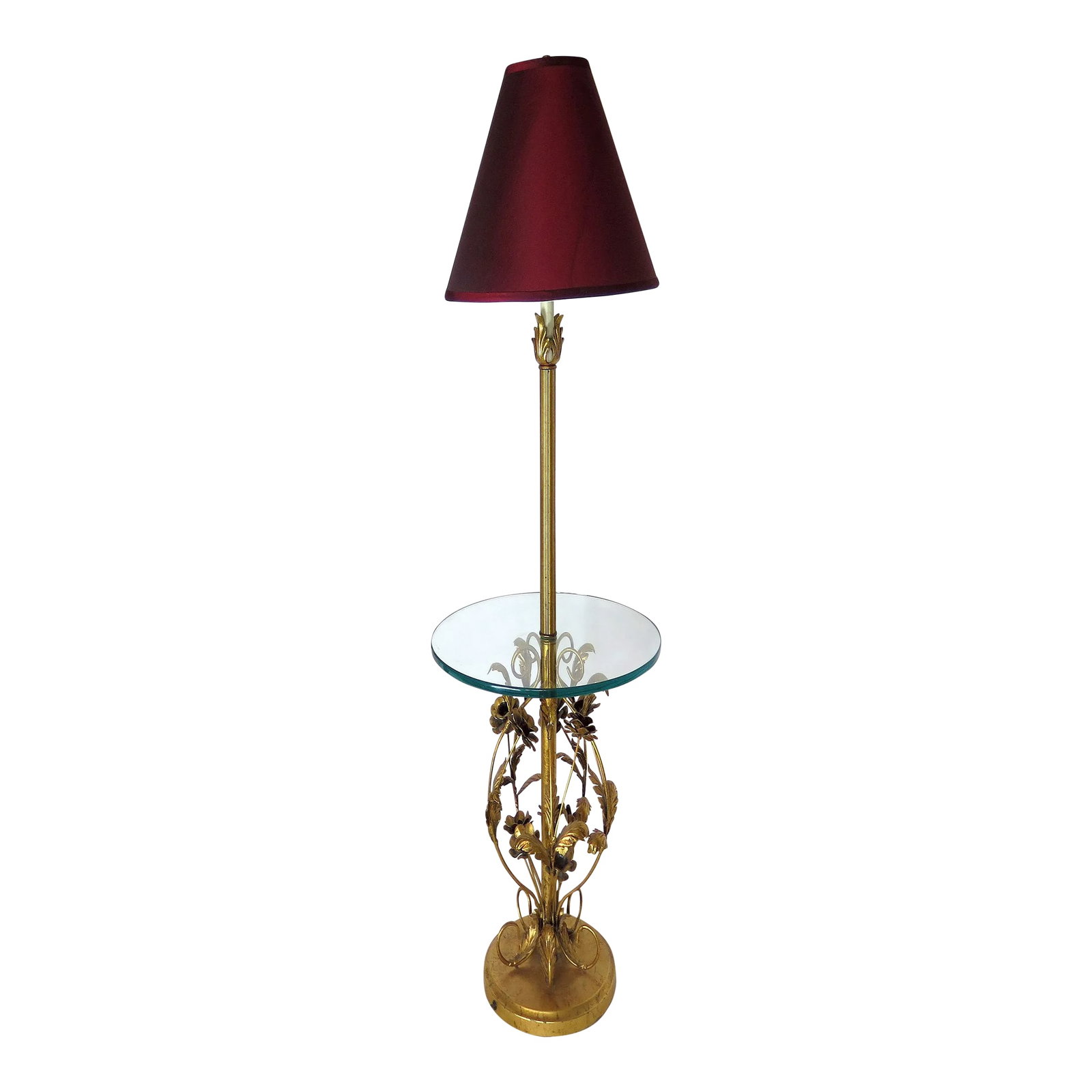1970s Hollywood Regency Italian Tole Gold Leaf Floor Lamp (1 of 7)