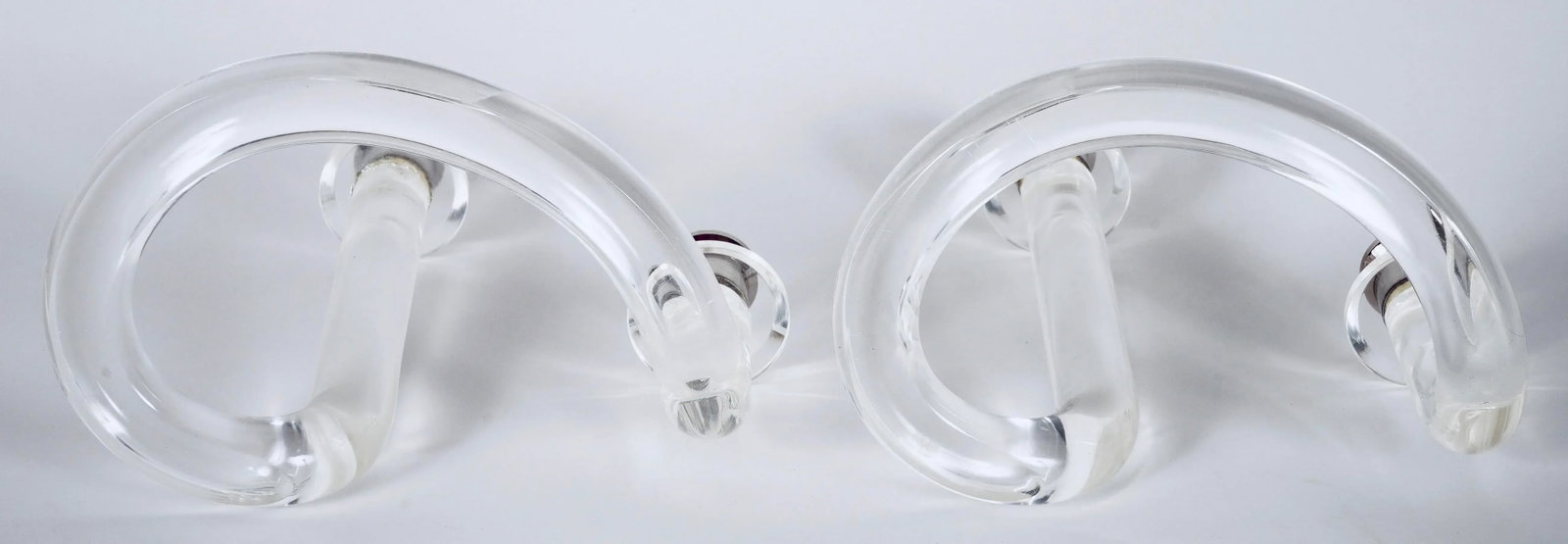 Lucite and Steel Pretzel Candle Holders in the Style of Dorothy Thorpe -Set of 2 - 6