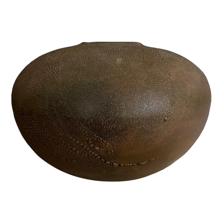 1970s Tony Evans Raku Art Pottery Vase: Magnificent VTG Raku art pottery orb vase by renowned California potter Tony Evans, circa 1970's. This is one of his larger vessels with a 38.5" circumference at widest point. Textured with a