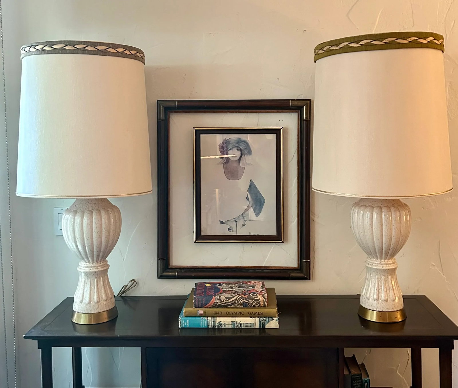 1960's Hollywood Regency Gold Flecked Ceramic Table Lamps- a Pair - 3