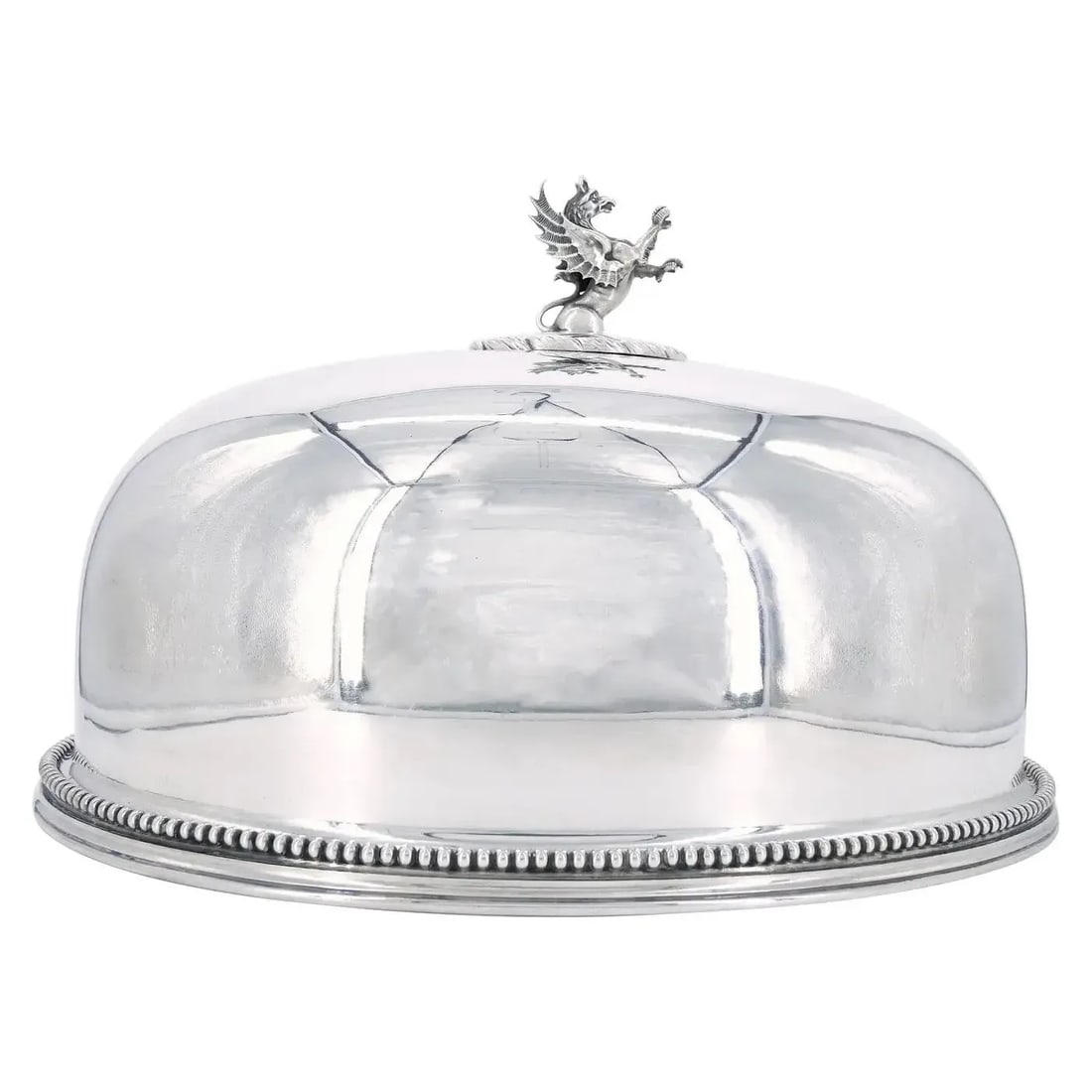 19th Century English Silverplate Meat Dome With Dragon Finial Handle - 11