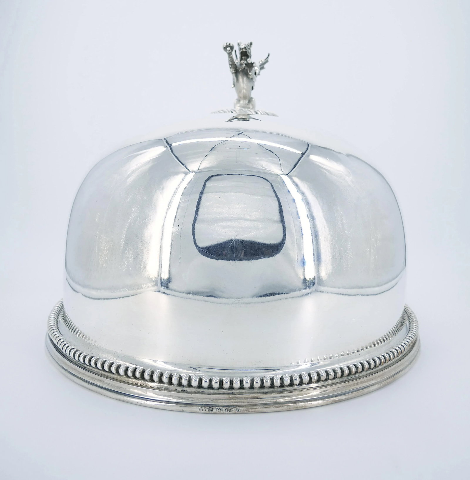 19th Century English Silverplate Meat Dome With Dragon Finial Handle - 3