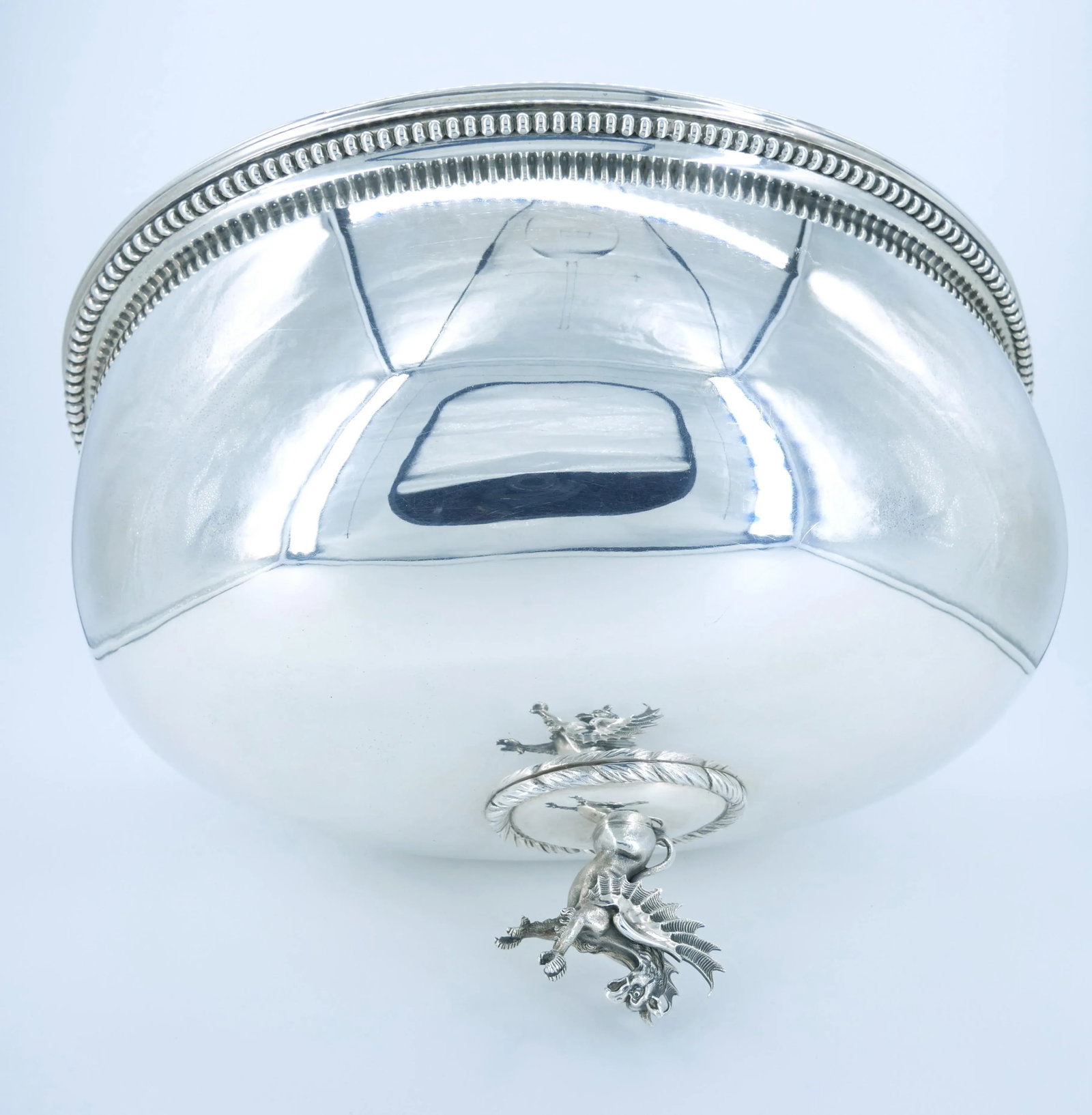19th Century English Silverplate Meat Dome With Dragon Finial Handle - 9