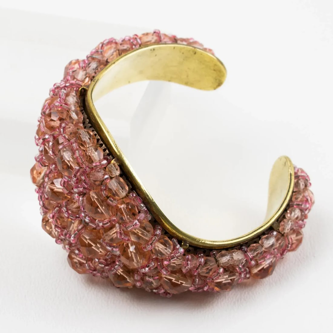 Coppola E Toppo Pink Crystal and Brass Cuff Bracelet - 2