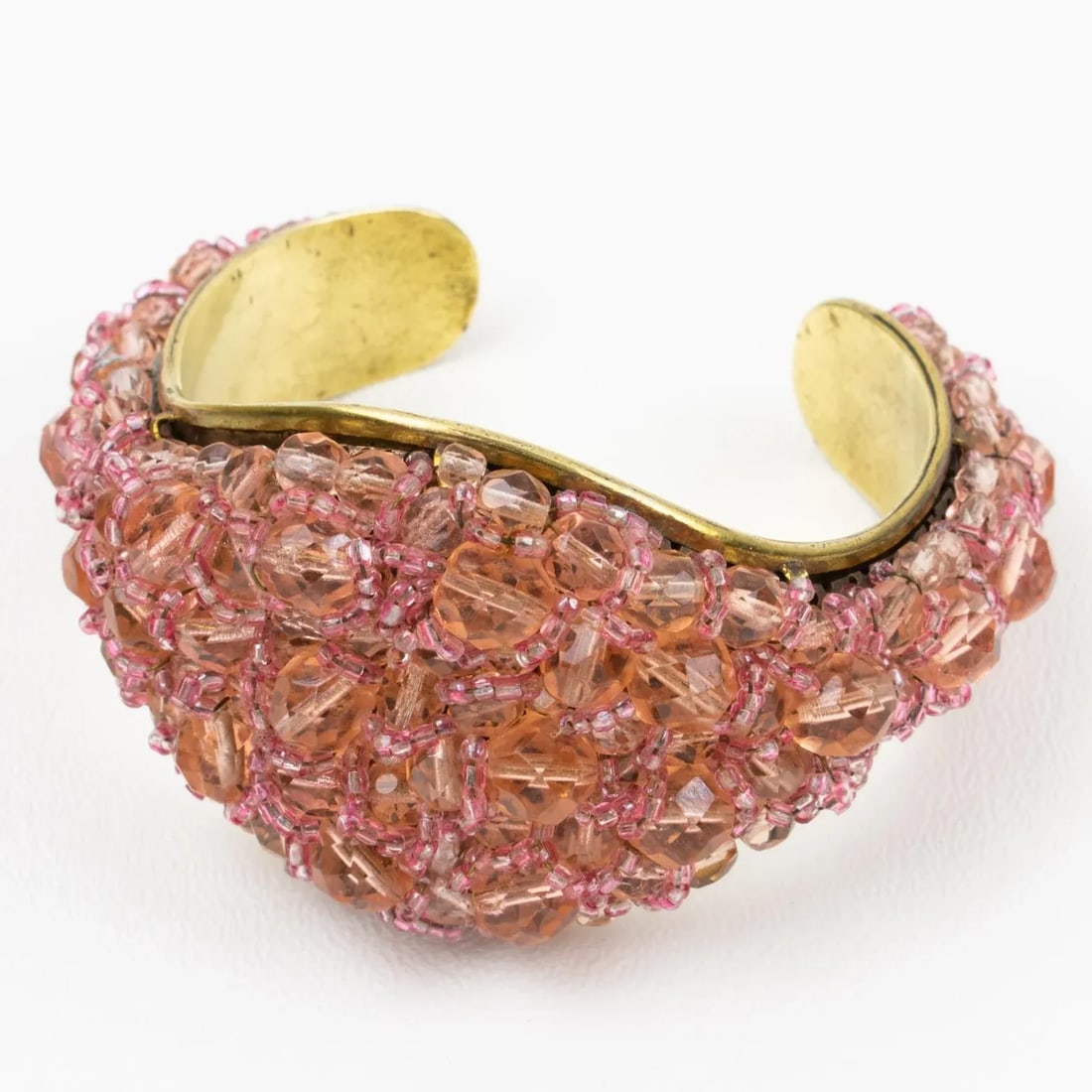 Coppola E Toppo Pink Crystal and Brass Cuff Bracelet - 4