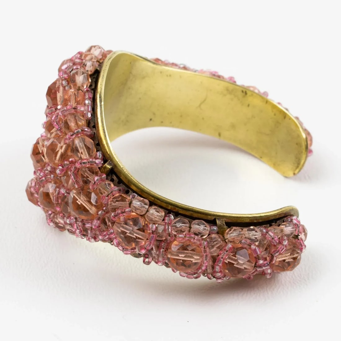 Coppola E Toppo Pink Crystal and Brass Cuff Bracelet - 5