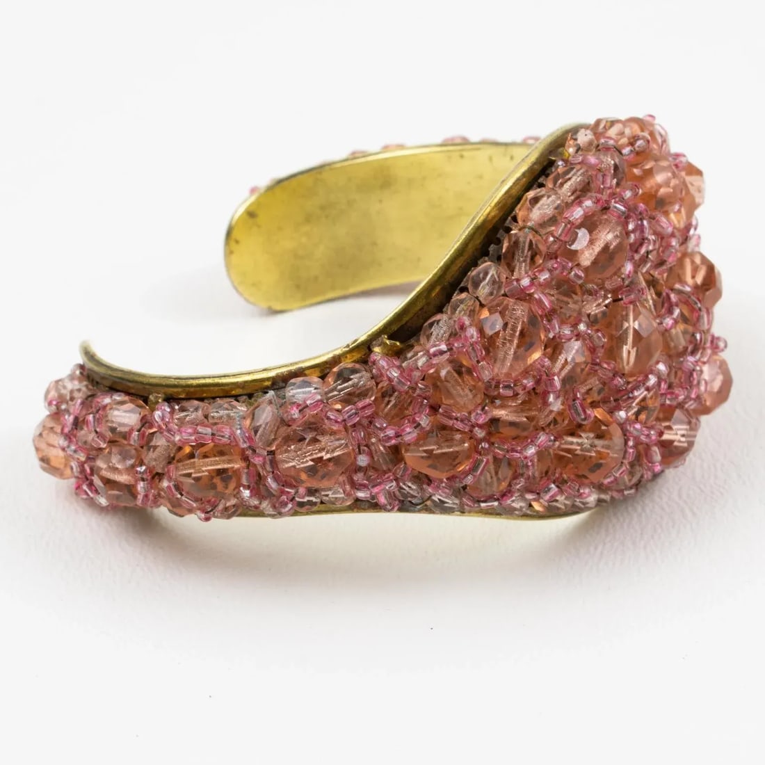 Coppola E Toppo Pink Crystal and Brass Cuff Bracelet - 7