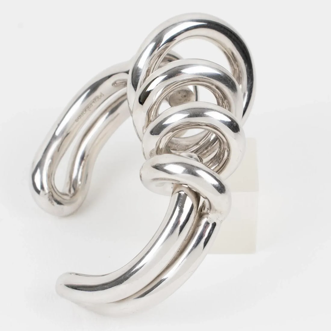 Paco Rabanne Futuristic Chrome Metal Cuff Bracelet Bangle - 11