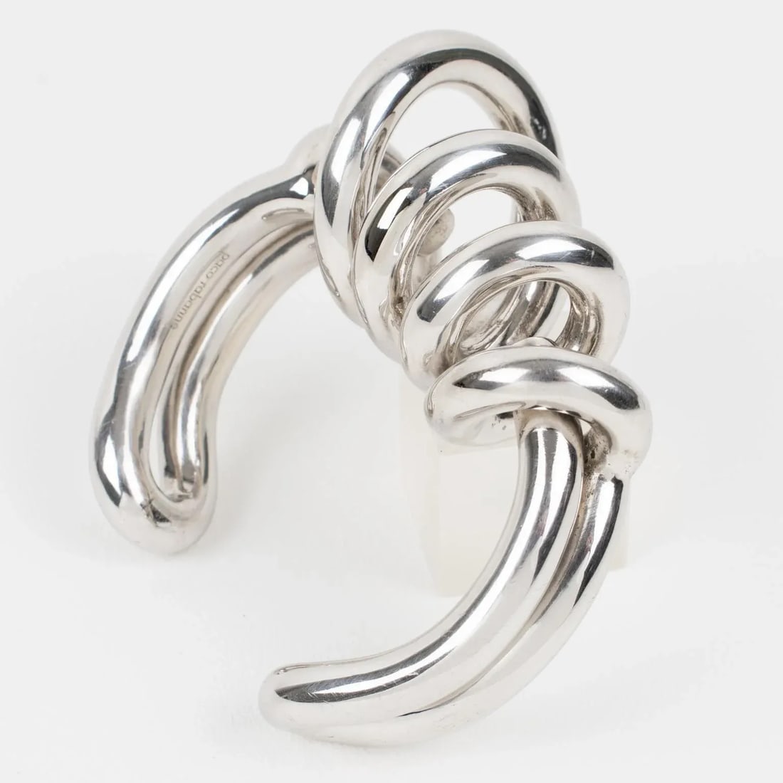 Paco Rabanne Futuristic Chrome Metal Cuff Bracelet Bangle - 12