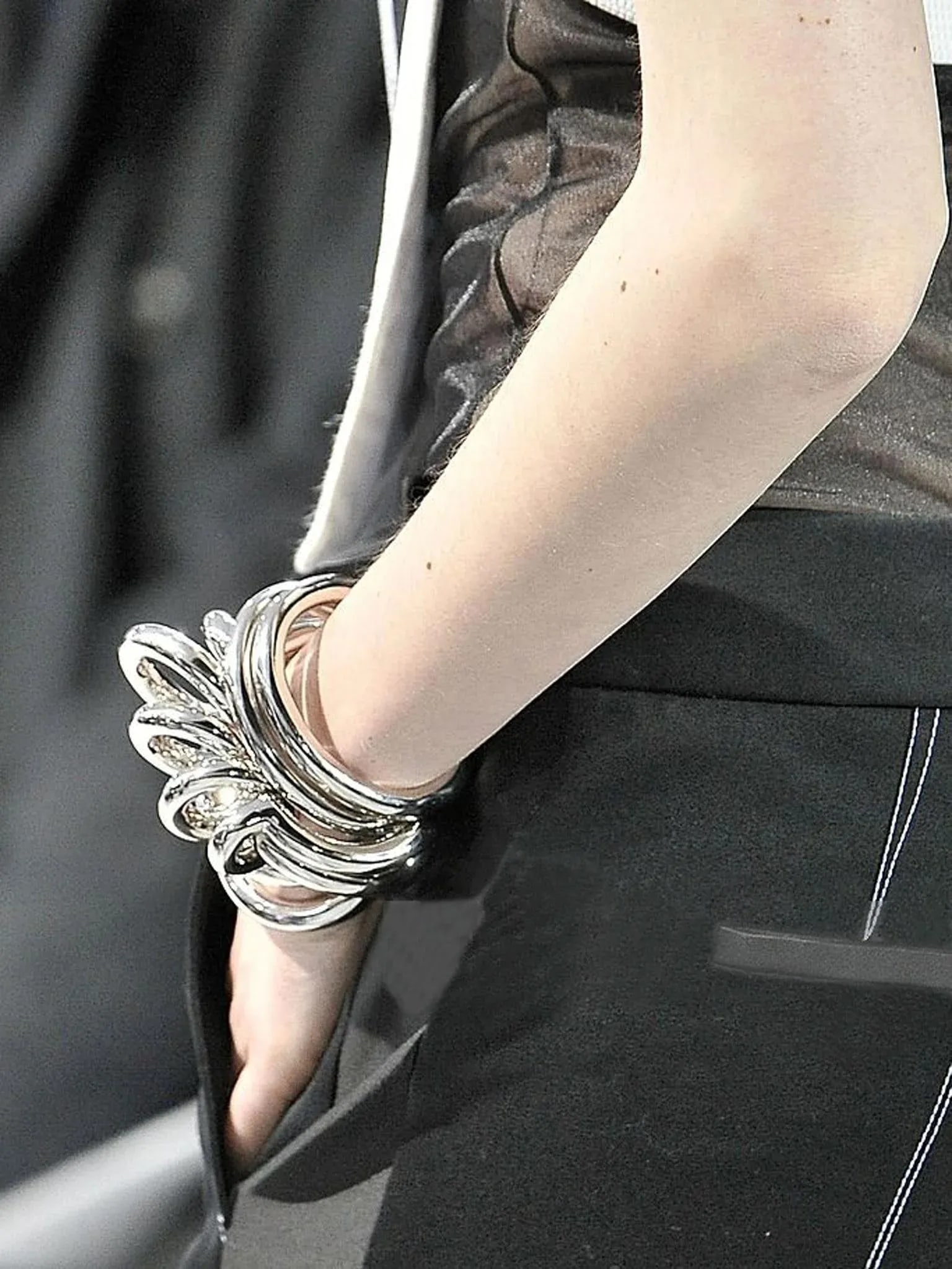 Paco Rabanne Futuristic Chrome Metal Cuff Bracelet Bangle - 3