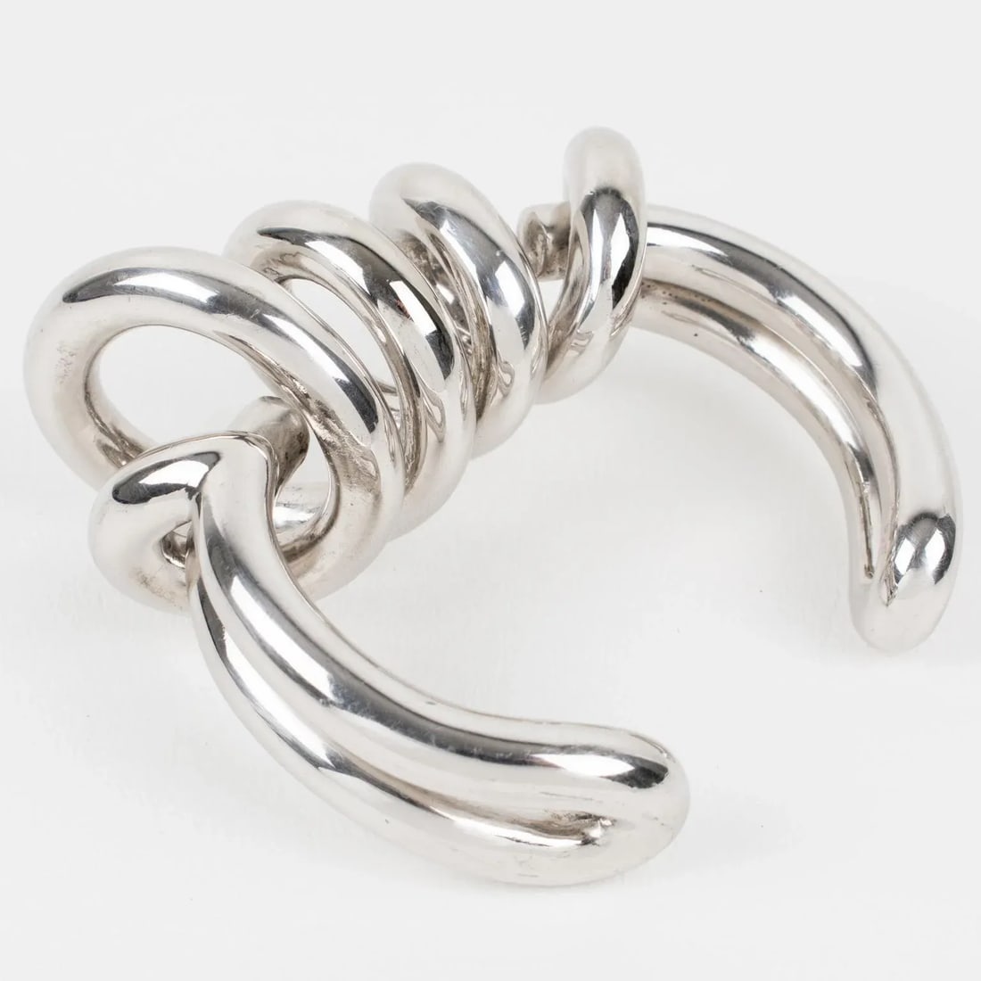 Paco Rabanne Futuristic Chrome Metal Cuff Bracelet Bangle - 4