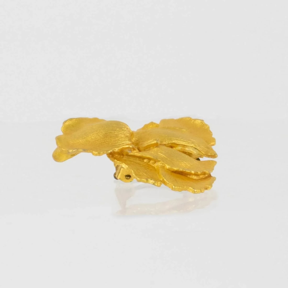 Kenzo Paris Gilt Metal Iris Flower Pair of Clip Earrings - 6