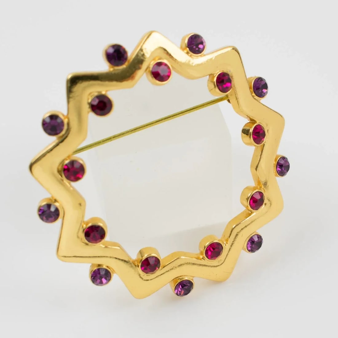Yves Saint Laurent Ysl Purple and Red Jeweled Pin Brooch - 3