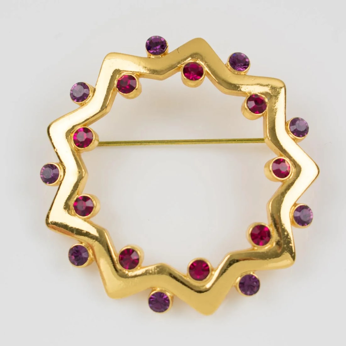 Yves Saint Laurent Ysl Purple and Red Jeweled Pin Brooch - 5