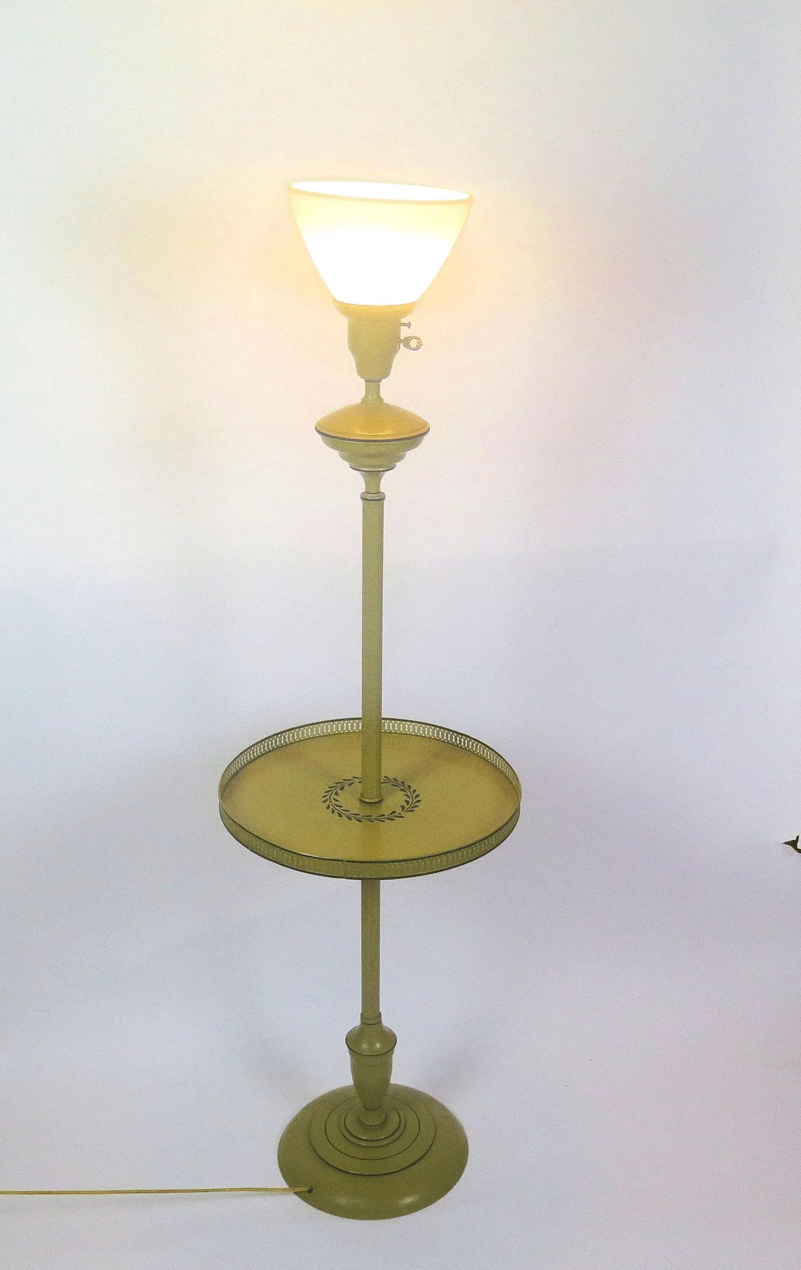Vintage 1960s Metal Floor Lamp With Tole Shade - 2