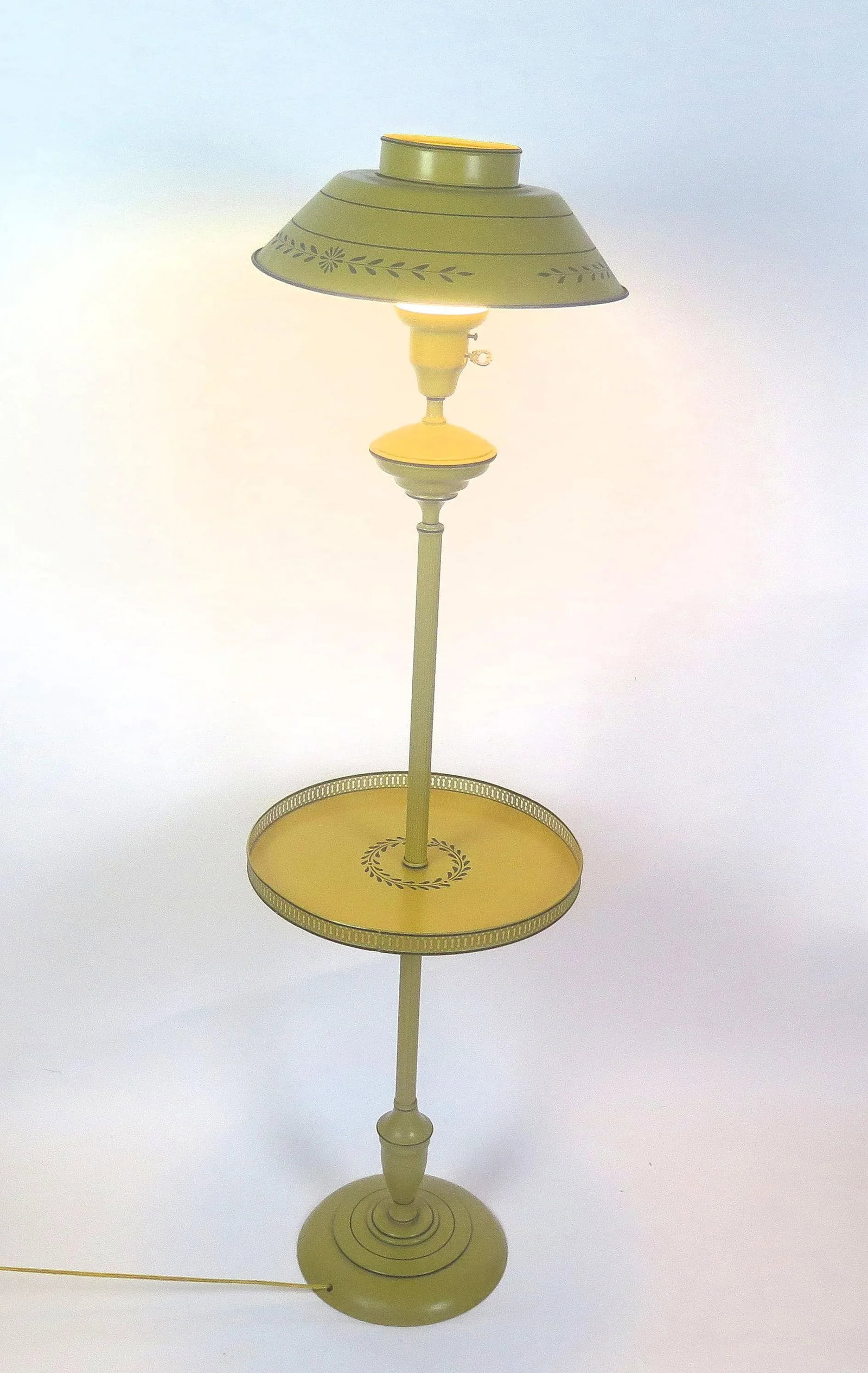 Vintage 1960s Metal Floor Lamp With Tole Shade - 3