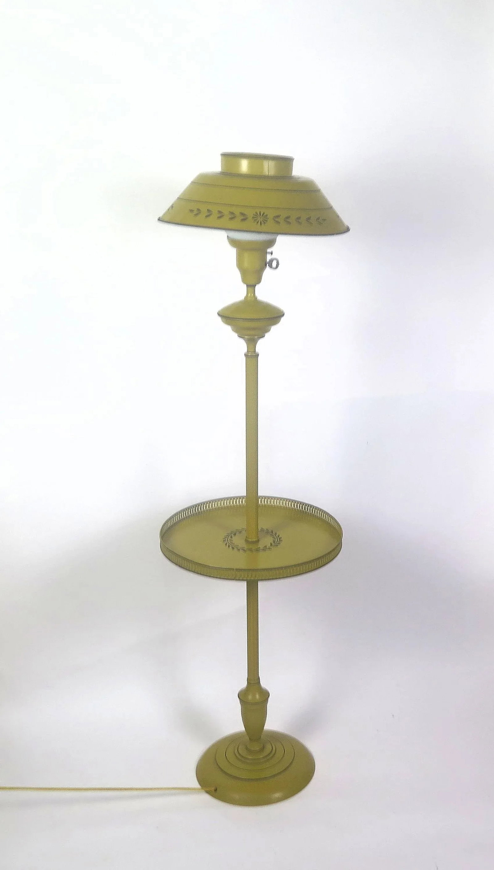 Vintage 1960s Metal Floor Lamp With Tole Shade - 7