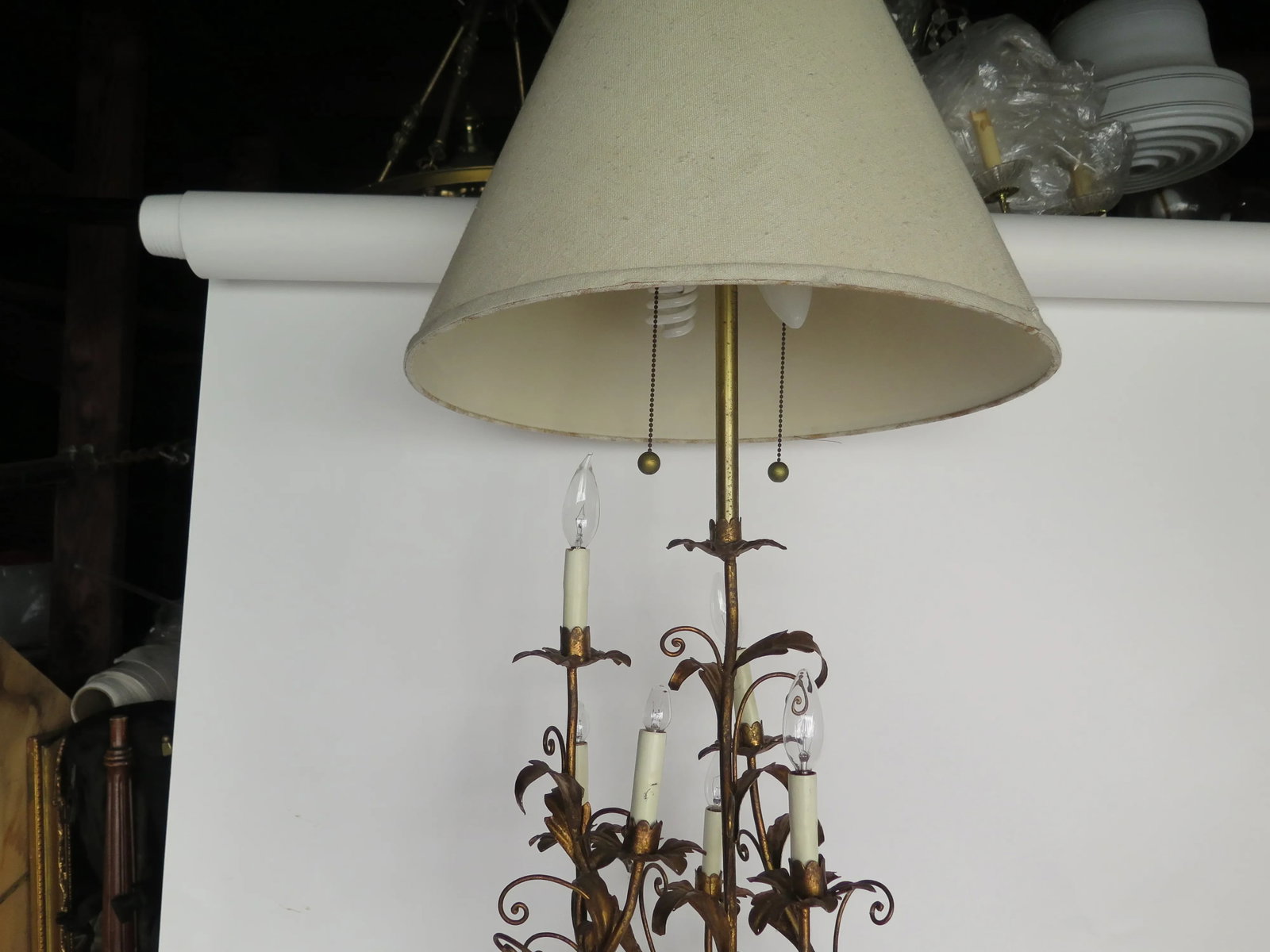 2 Light Italian Monumental Gold Leaf Table Lamp - 3