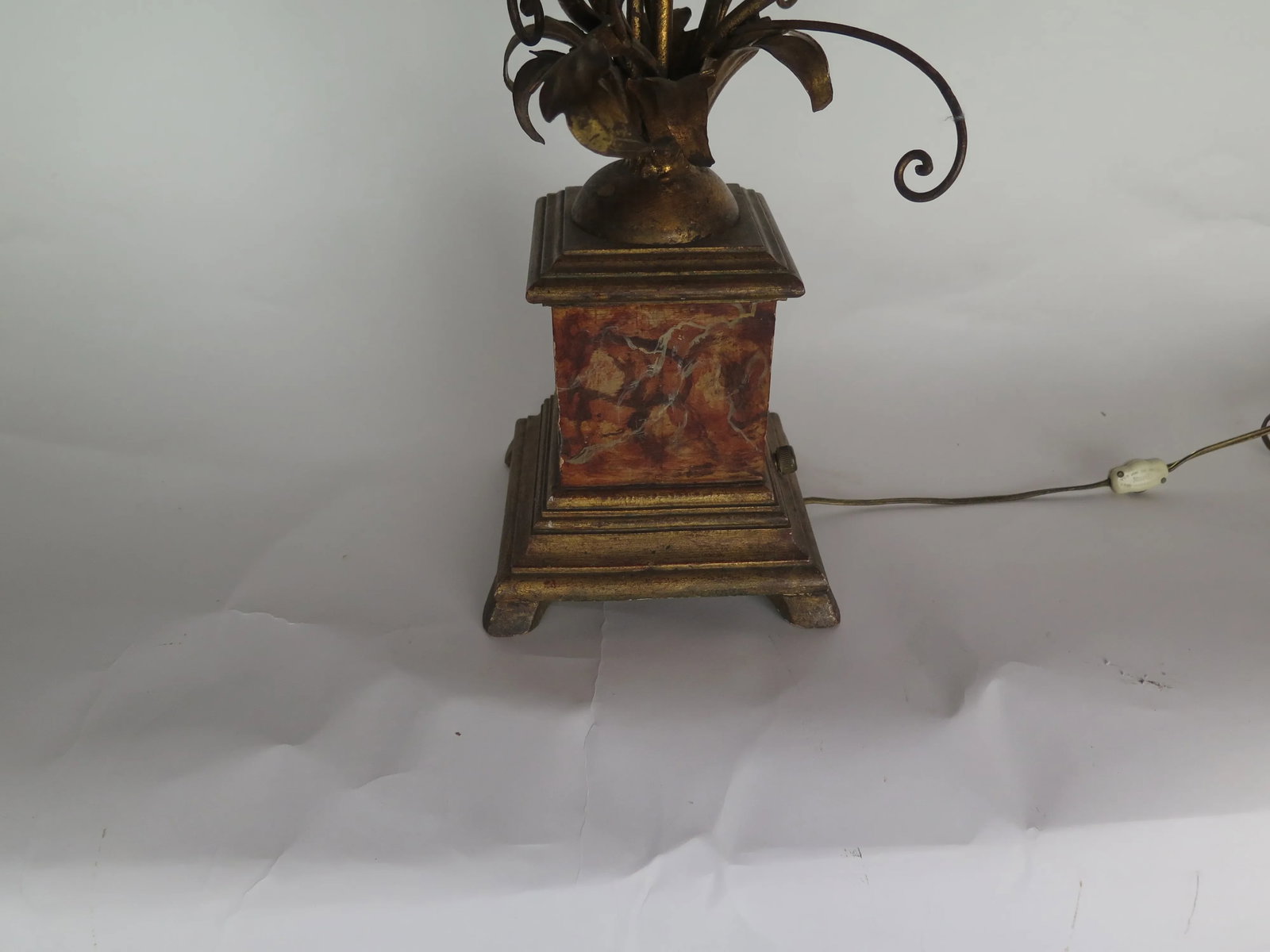 2 Light Italian Monumental Gold Leaf Table Lamp - 4
