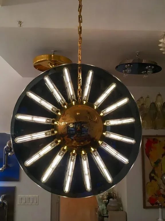1980s Italian Saturno Glass Modern Pendant - 3