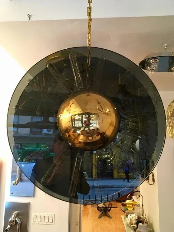 1980s Italian Saturno Glass Modern Pendant - 4