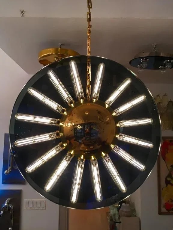 1980s Italian Saturno Glass Modern Pendant - 5