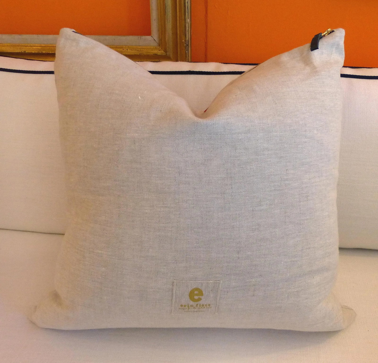 Heavy Linen Hand Made Pink Polka Dot Pillow - 4