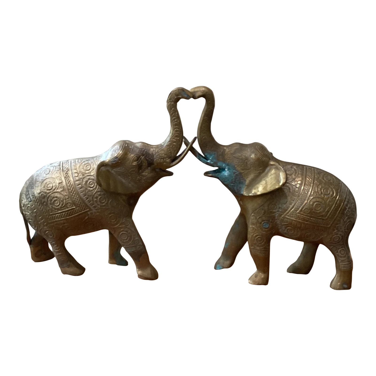 Mid 20th Century Vintage Solid Brass Elephant Book Ends Original Patina - Set of 2 (1 of 13)