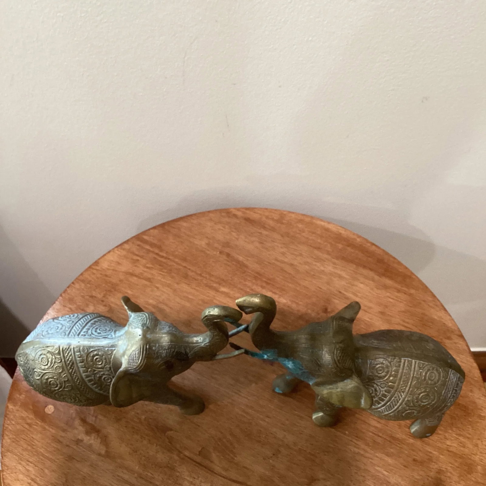 Mid 20th Century Vintage Solid Brass Elephant Book Ends Original Patina - Set of 2 - 2