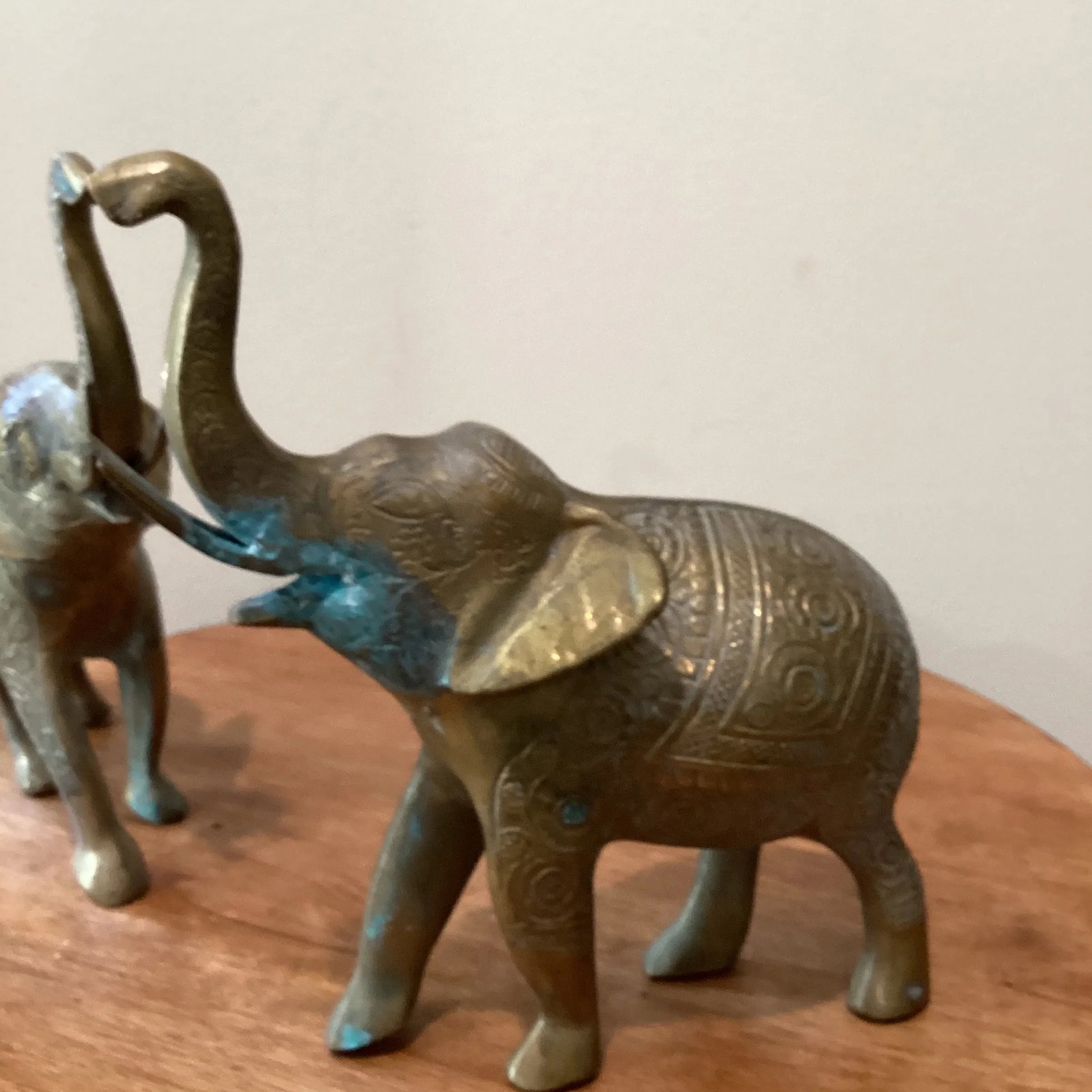 Mid 20th Century Vintage Solid Brass Elephant Book Ends Original Patina - Set of 2 - 3