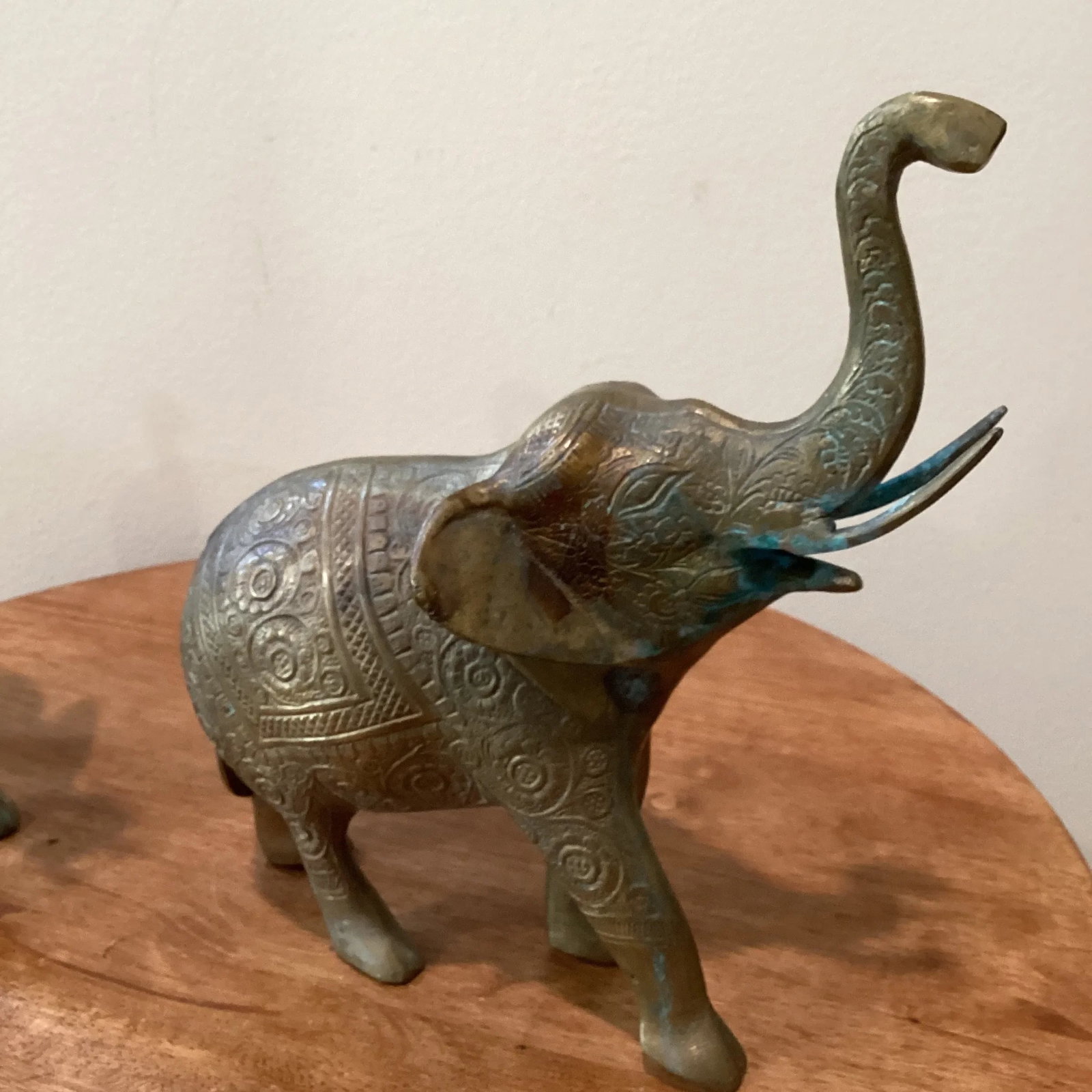 Mid 20th Century Vintage Solid Brass Elephant Book Ends Original Patina - Set of 2 - 4